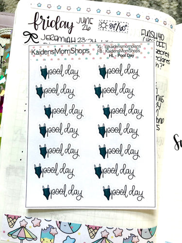 Pool Day Mini Sticker Sheet - Handlettered