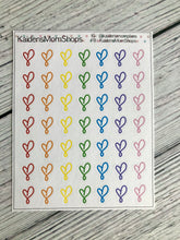 Handdrawn Hearts Mini Sticker Sheet - Pastel or Rainbow