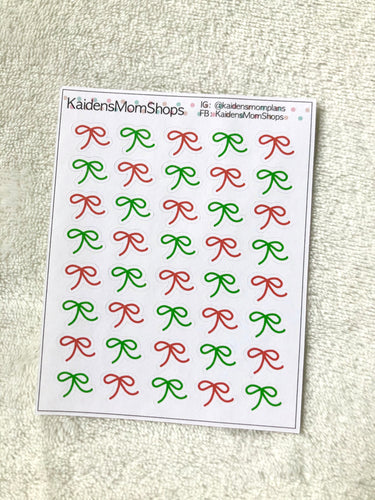 Handdrawn Bows - Red and Green Christmas Mini Sticker Sheet