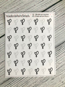 Handdrawn Hearts Mini Sticker Sheet - Pink/Gray Black/Gray