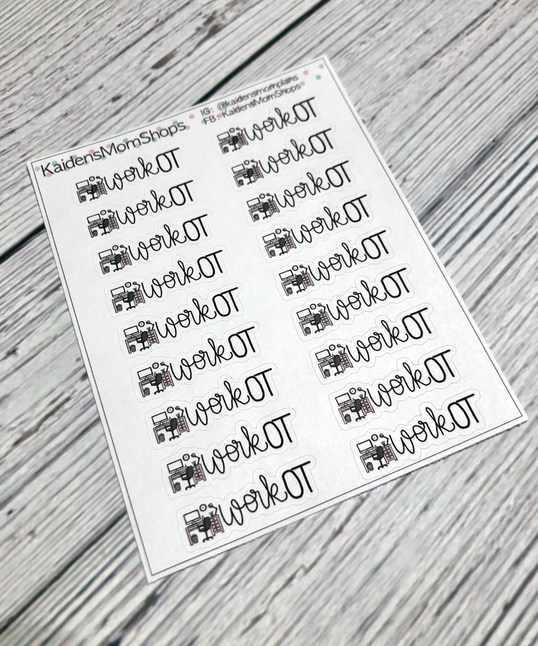 Work OT Mini Sticker Sheet - Handlettered
