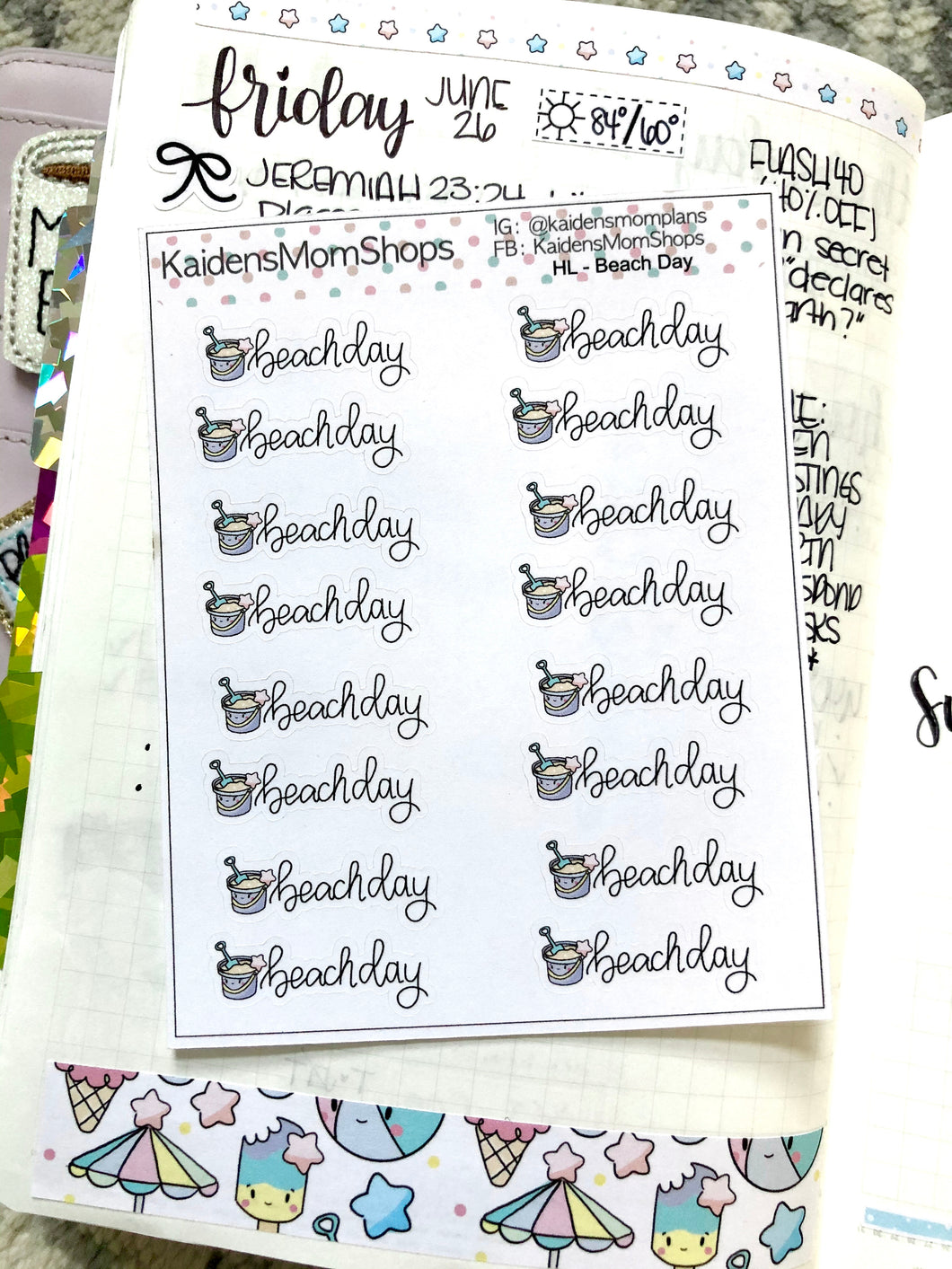 Beach Day Mini Sticker Sheet - Handlettered