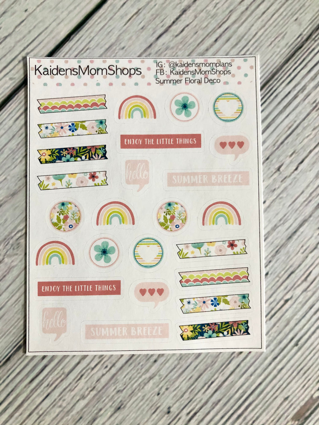 Summer Floral Deco Mini Sticker Sheet