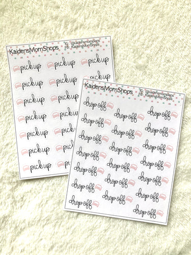 Pick Up/Drop Off Mini Sticker Sheet - Handlettered