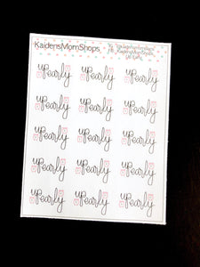 Up Early Mini Sticker Sheet - Handlettered