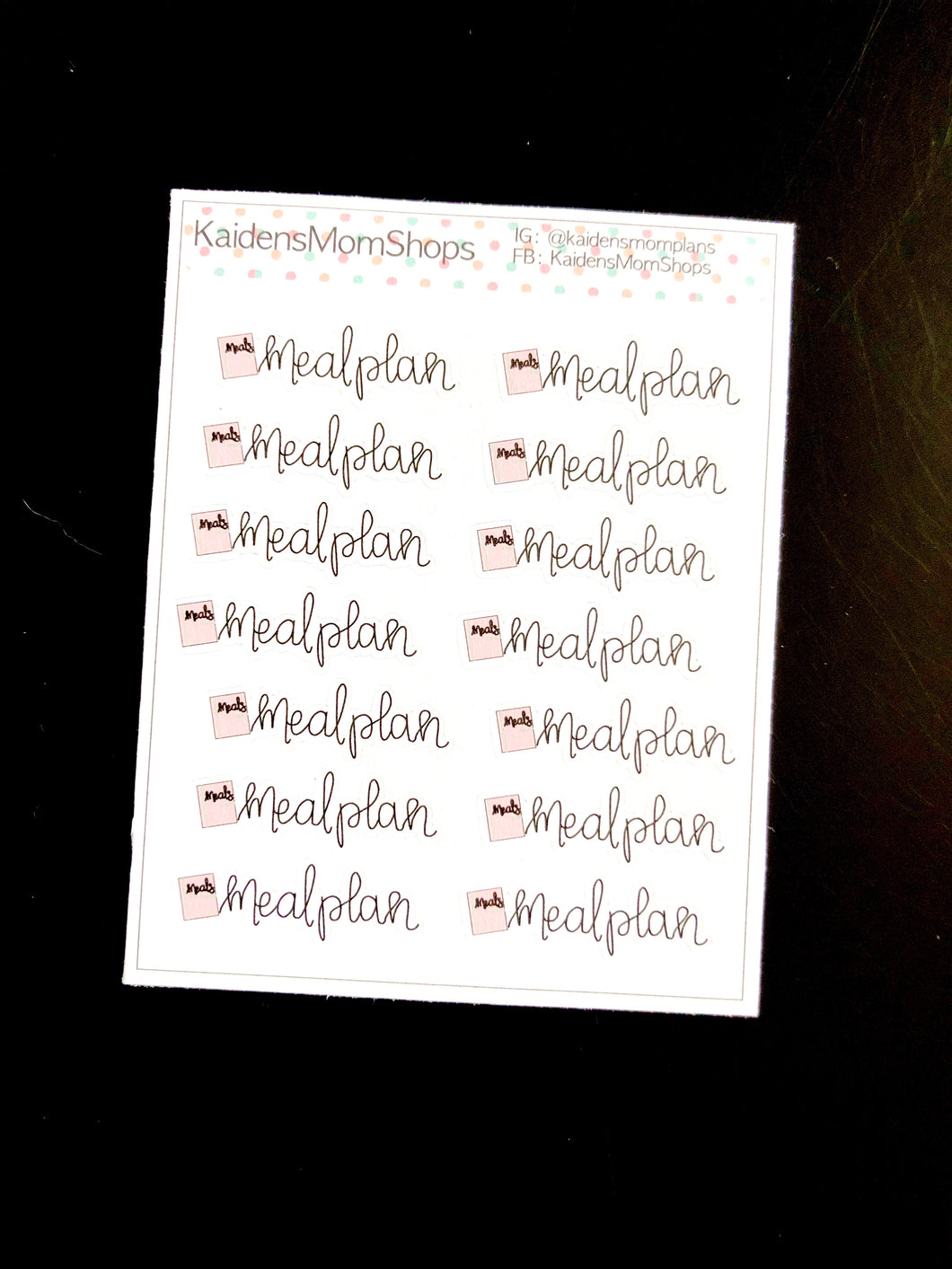 Meal Plan Mini Sticker Sheet - Handlettered