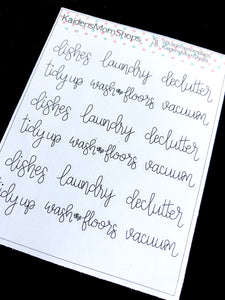 Chores Collection  - Handlettered - Mini Sticker Sheet