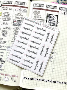 Appointment Mini Sticker Sheet - Handlettered