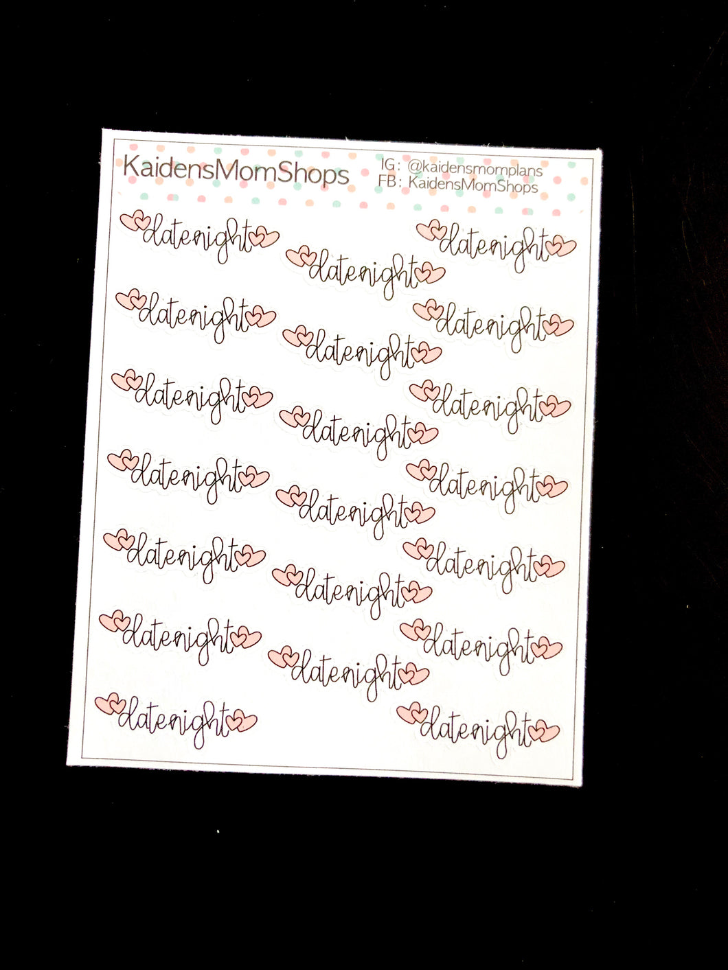 Date Night Mini Sticker Sheet - Handlettered